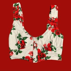 Roses button up crop top